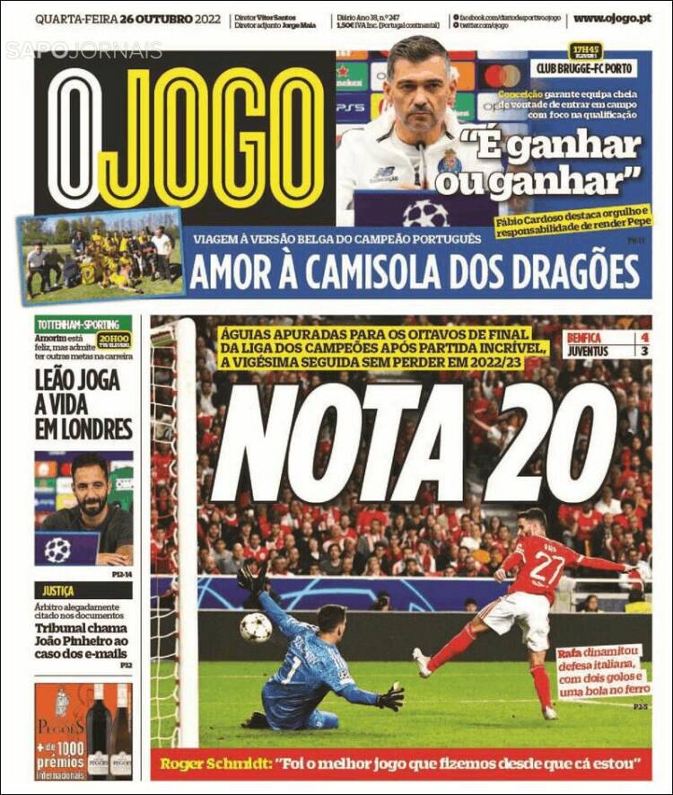 Portada de O Jogo (Portugal)