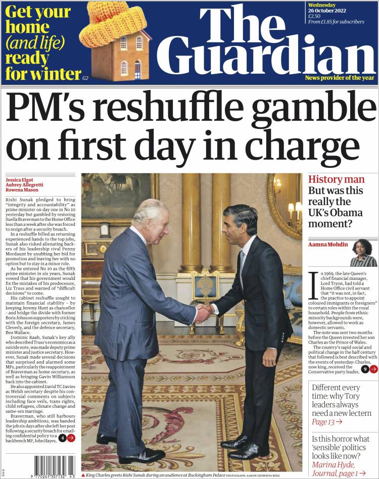 Portada de The Guardian (United Kingdom)