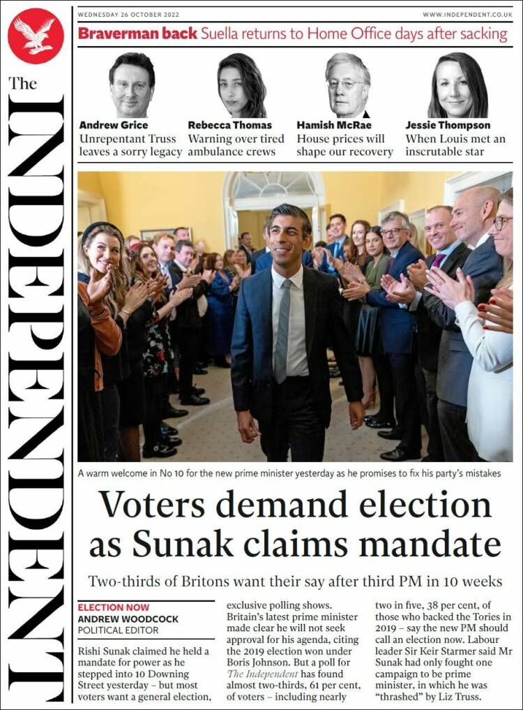 Portada de The Independent (United Kingdom)