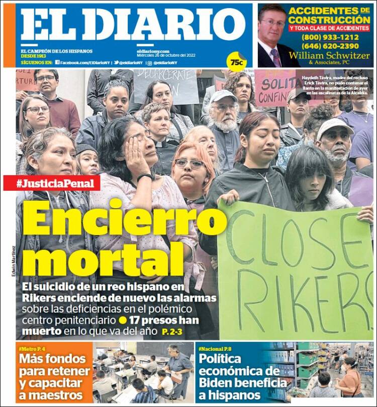 Portada de El Diario NY (USA)