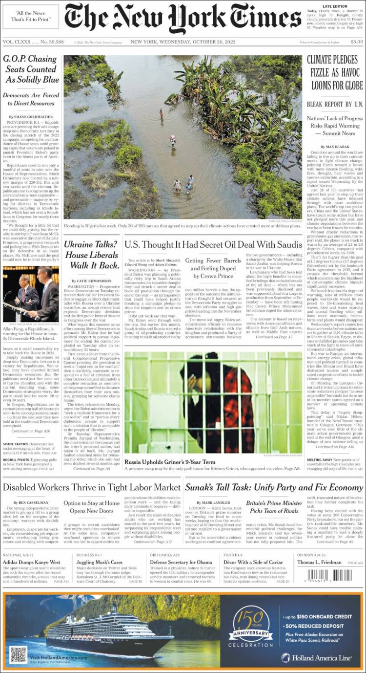 Portada de New York Times (USA)