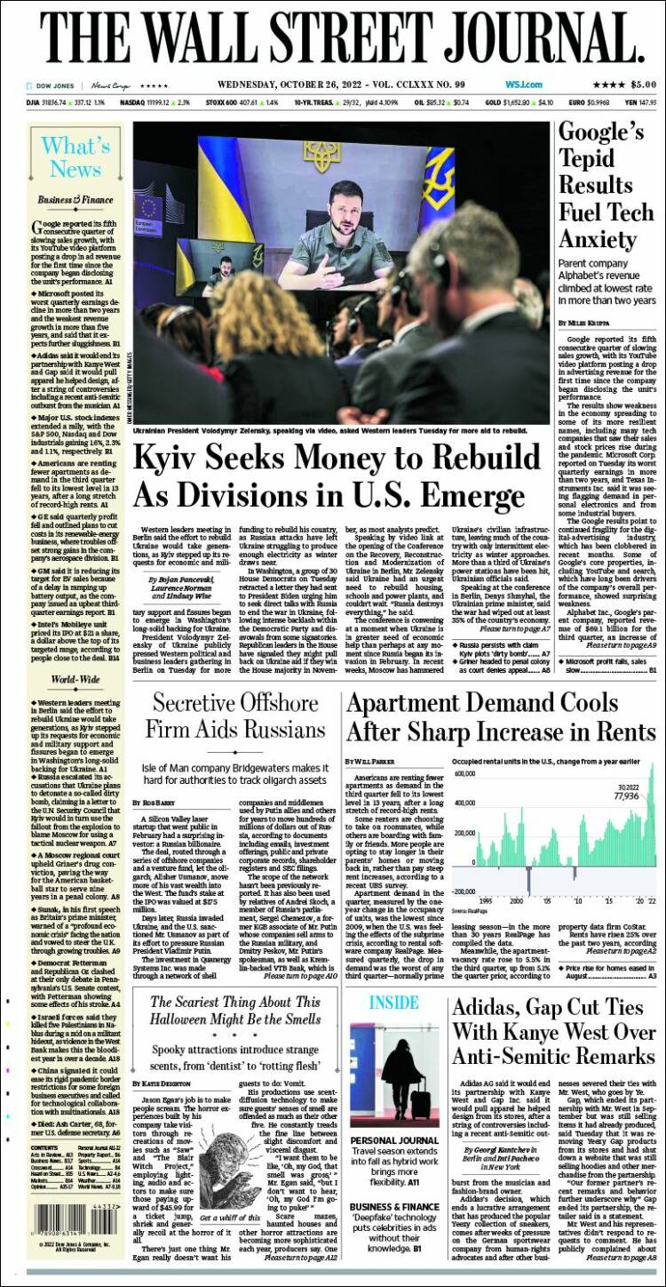 Portada de Wall Street Journal (USA)