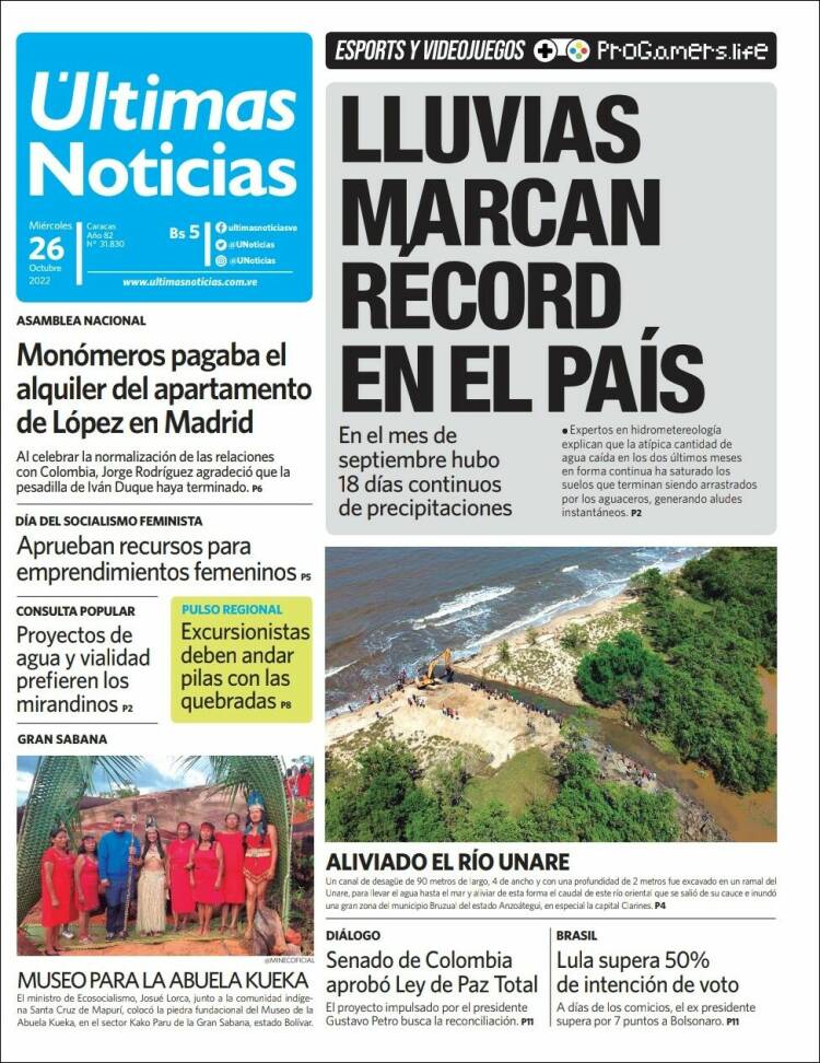 Portada de Últimas Noticias (Venezuela)