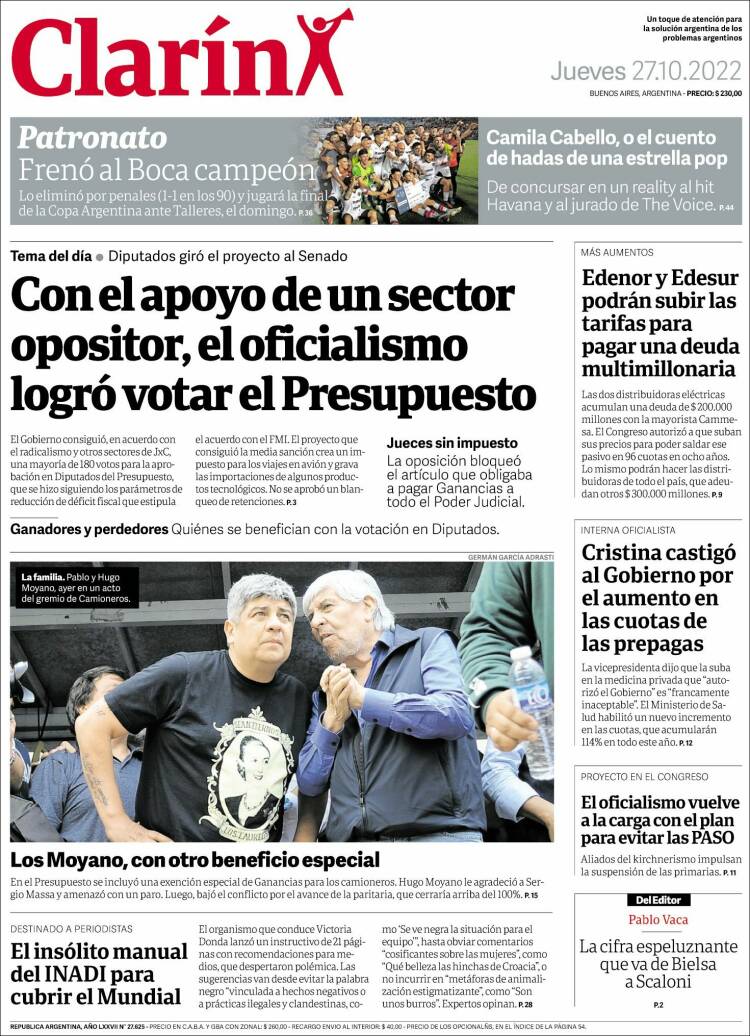 Portada de Clarín (Argentina)