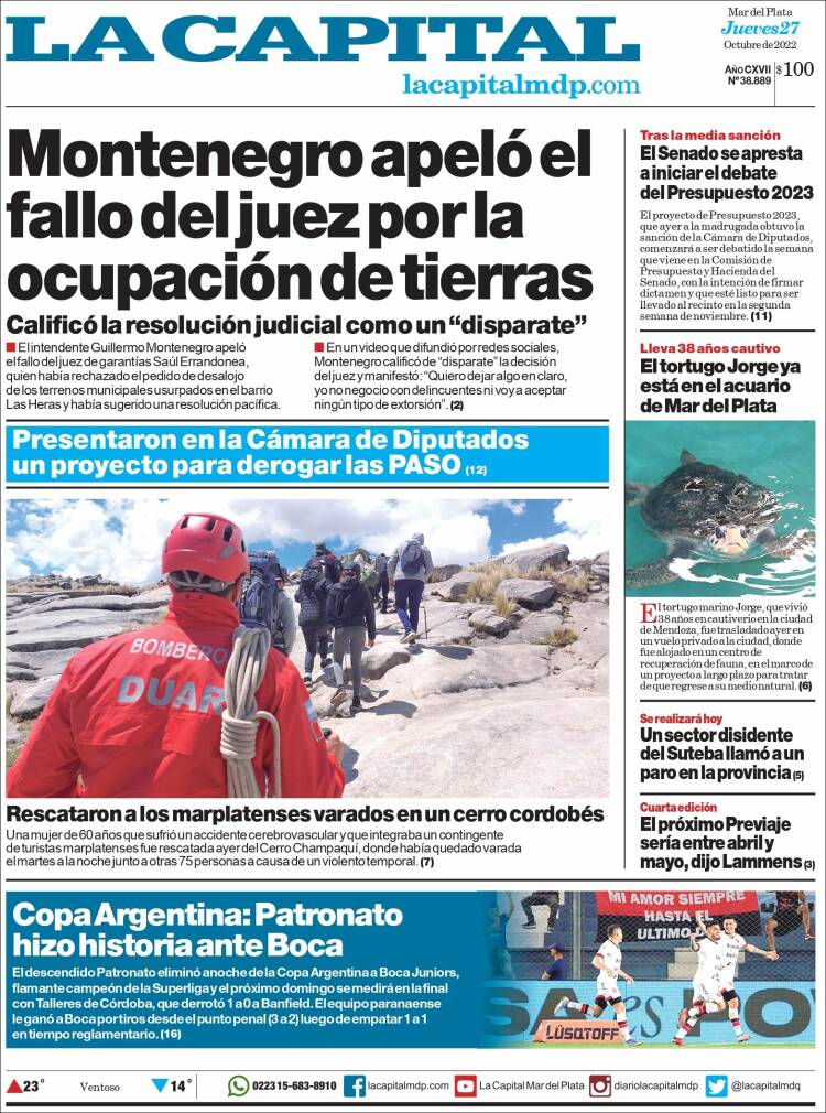 Portada de Diario La Capital - Mar del Plata (Argentina)