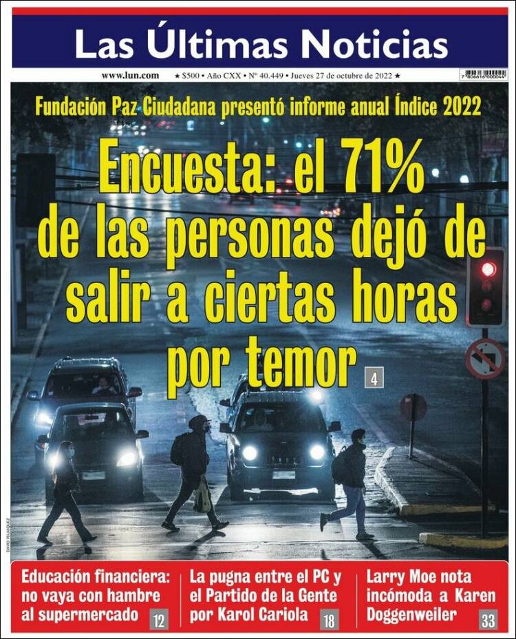 Portada de Las Últimas Noticias (Chile)
