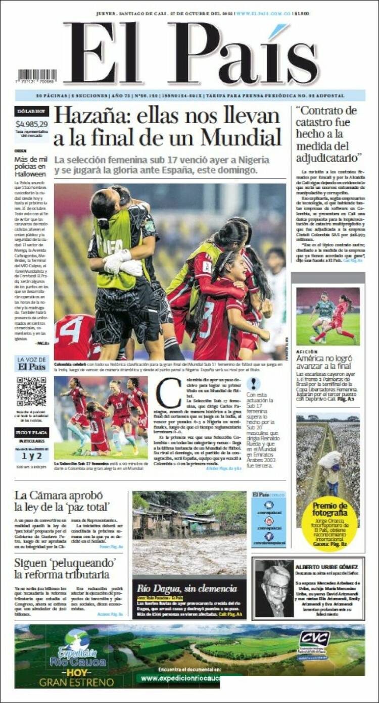 Portada de El País - Cali (Colombia)