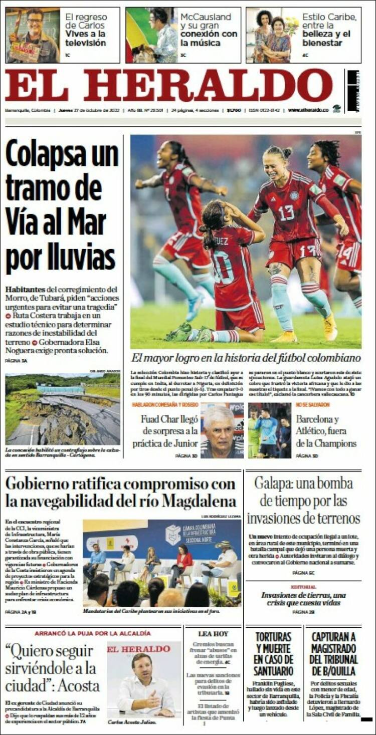 Portada de El Heraldo (Colombia)