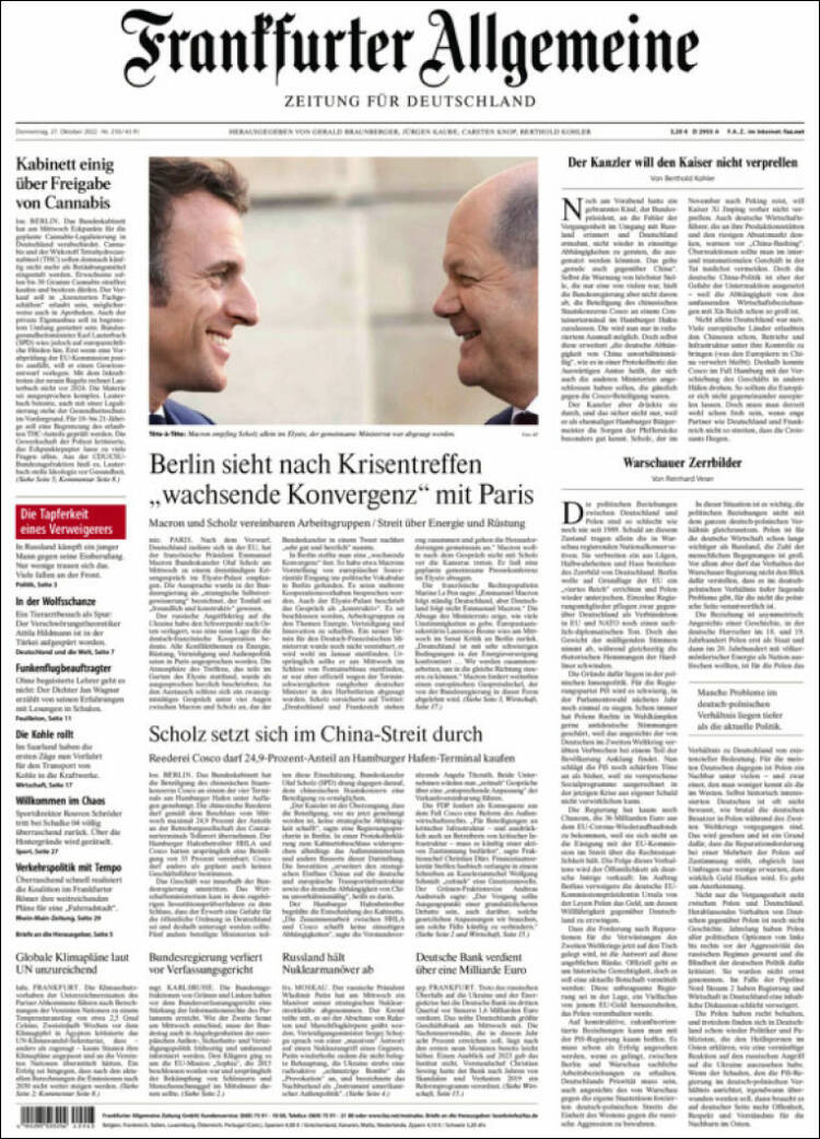 Portada de Frankfurter Allgemeine (Alemania)