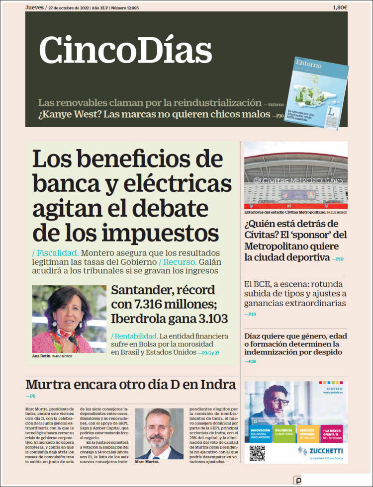 Portada de Cinco Días (España)