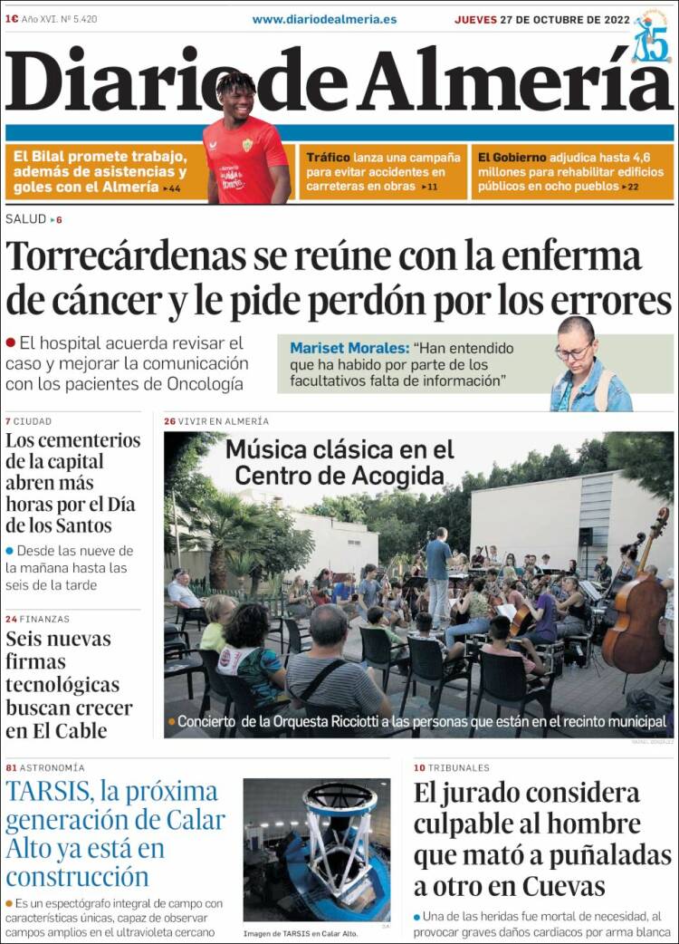 Portada de Diario de Almería (España)