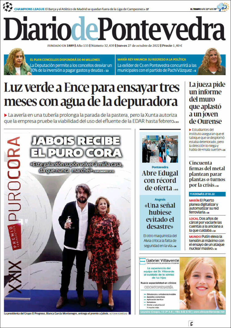 Portada de Diario de Pontevedra (España)