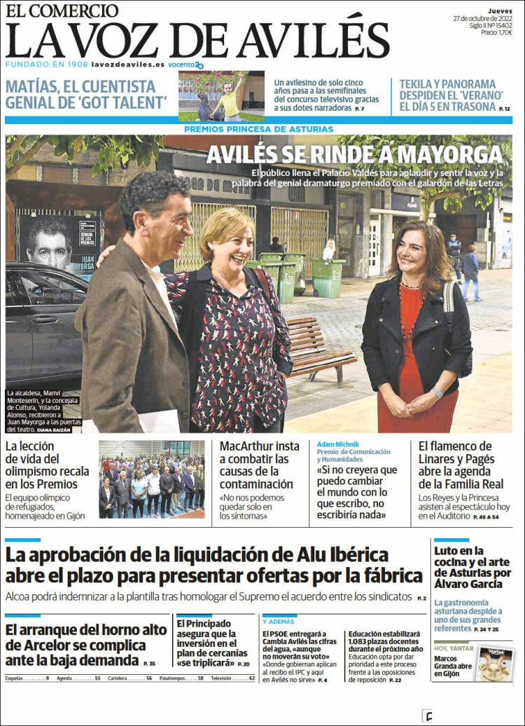 Portada de El Comercio - Avilés (España)