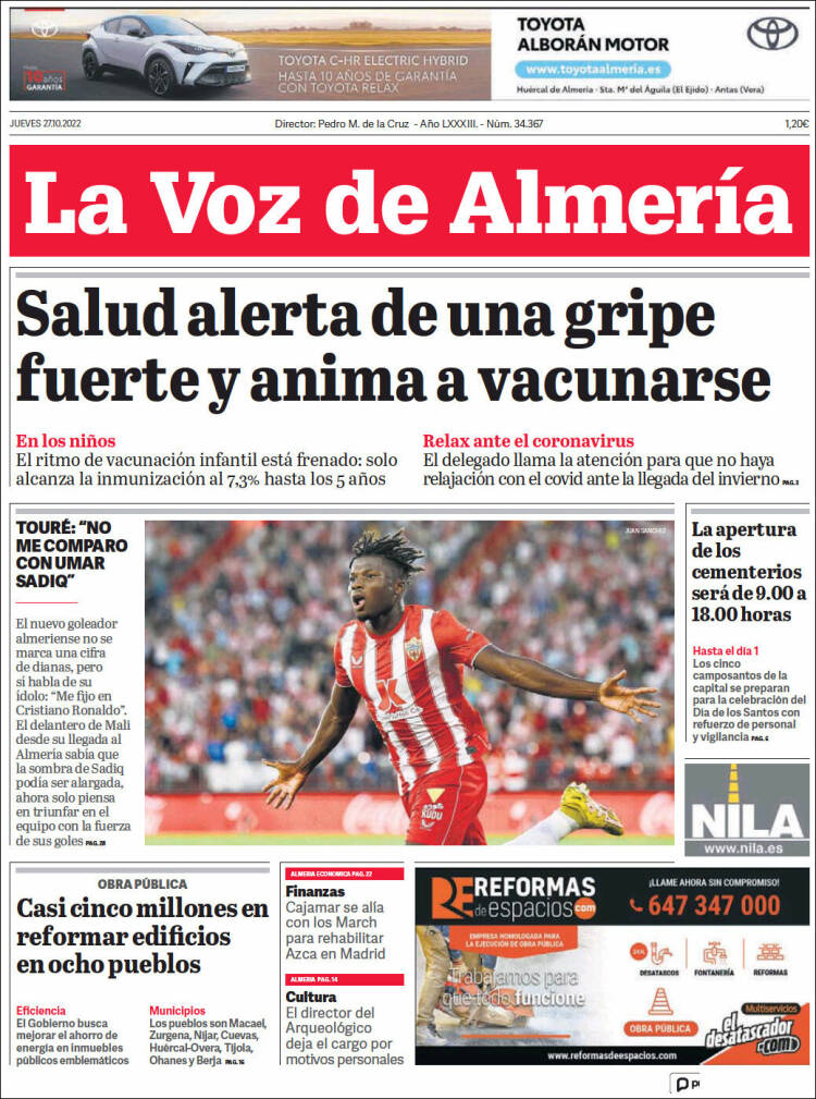 Portada de La Voz de Almería (España)