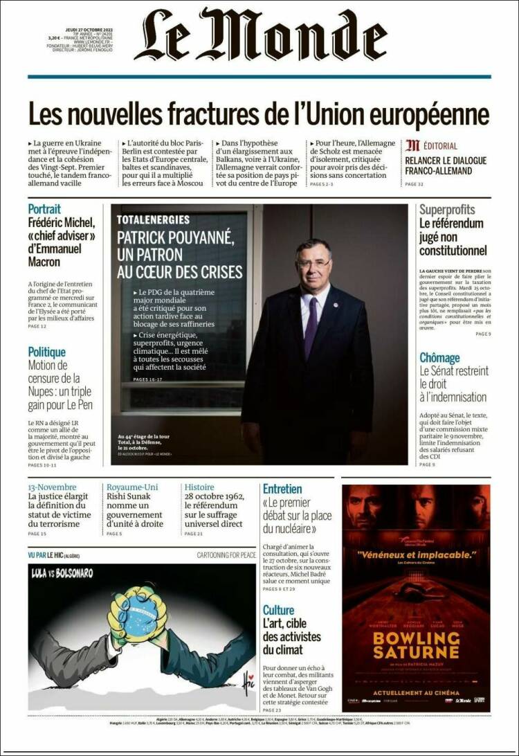 Portada de Le Monde (France)