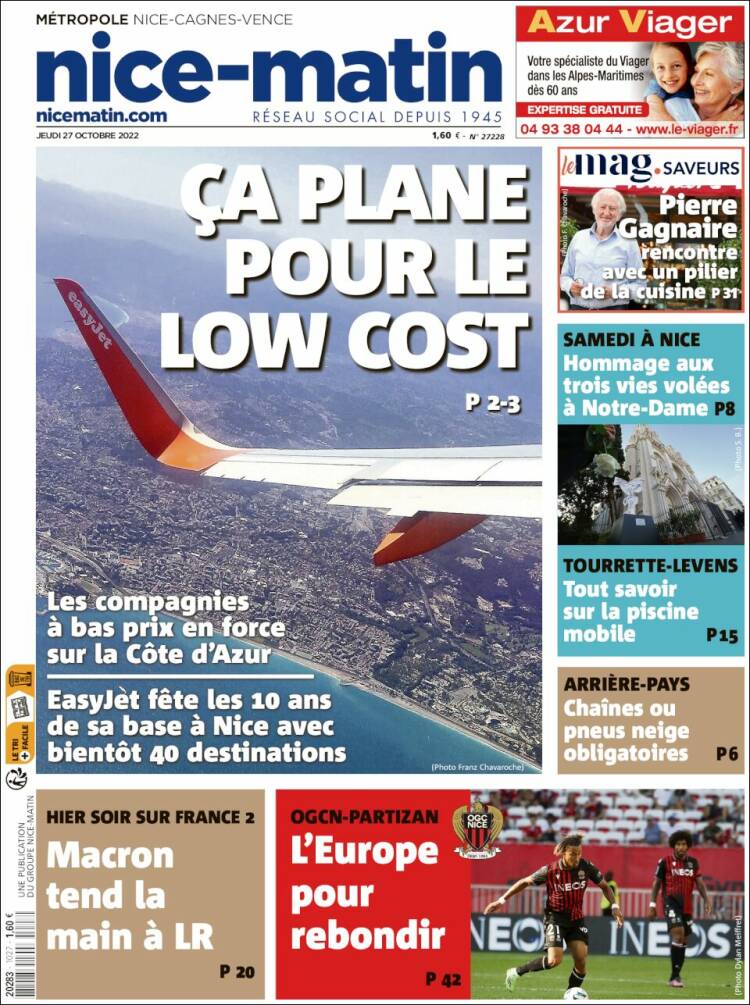 Portada de Nice-Matin (Francia)