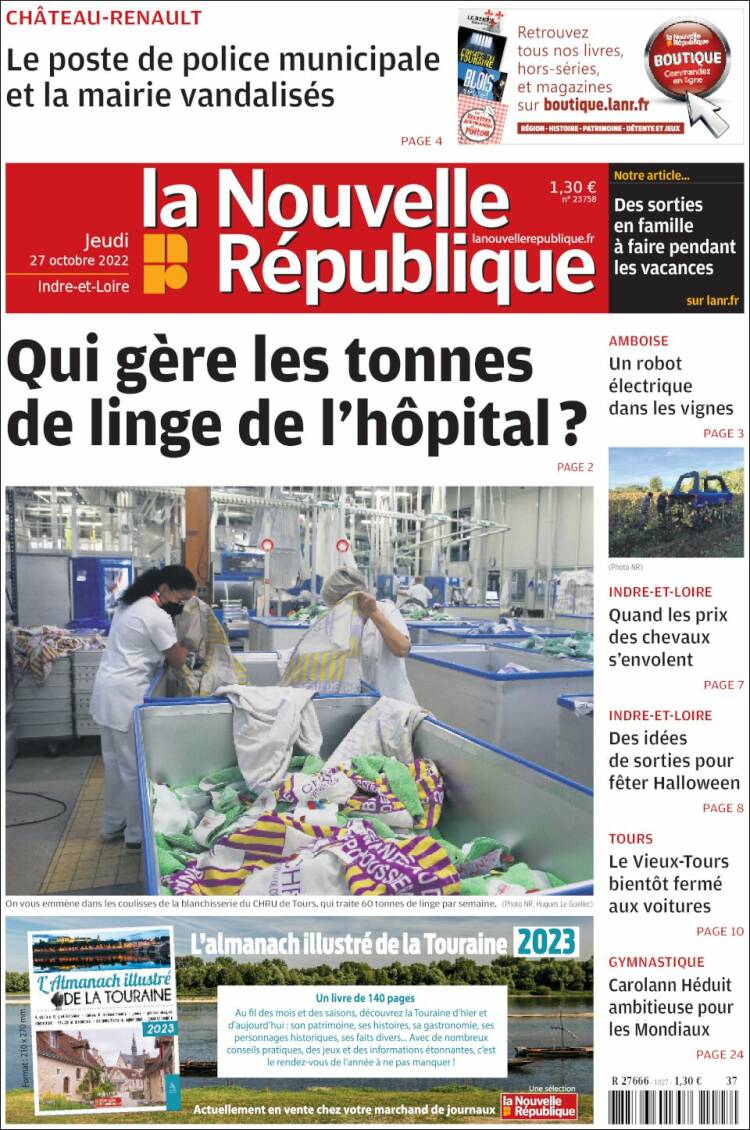 Portada de La Nouvelle Republique (France)