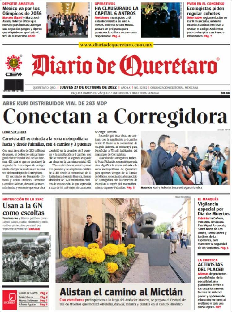 Portada de Diario de Querétaro (Mexico)