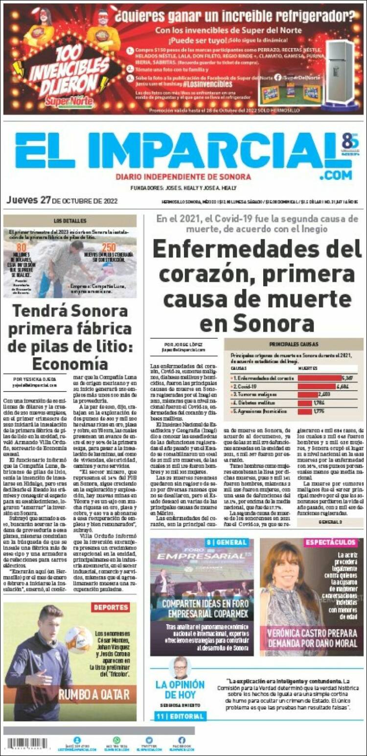 Portada de El Imparcial (Mexico)