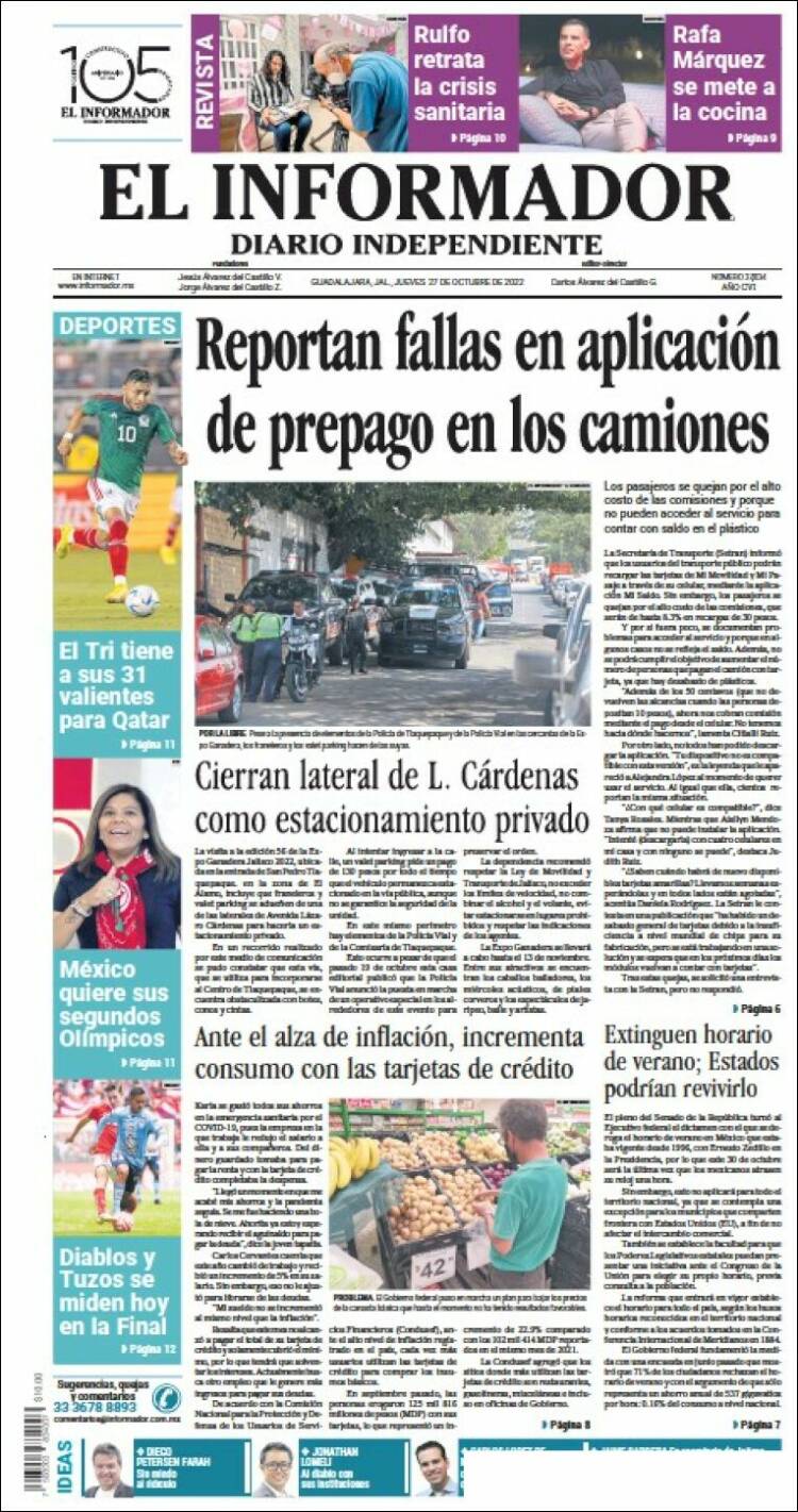 Portada de El Informador (México)