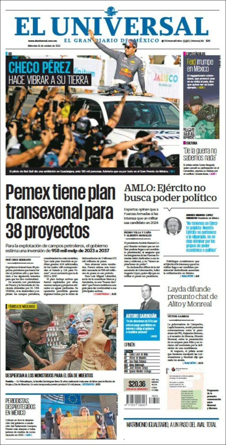 Portada de El Universal (Mexico)