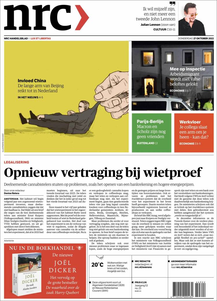 Portada de NRC Handelsblad (Pa&iacute;ses Bajos)