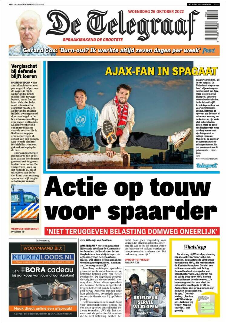 Portada de De Telegraaf (Pa&iacute;ses Bajos)