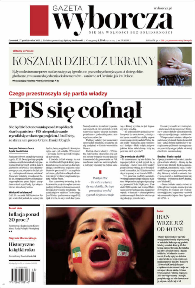 Portada de Gazeta Wyborcza (Polonia)