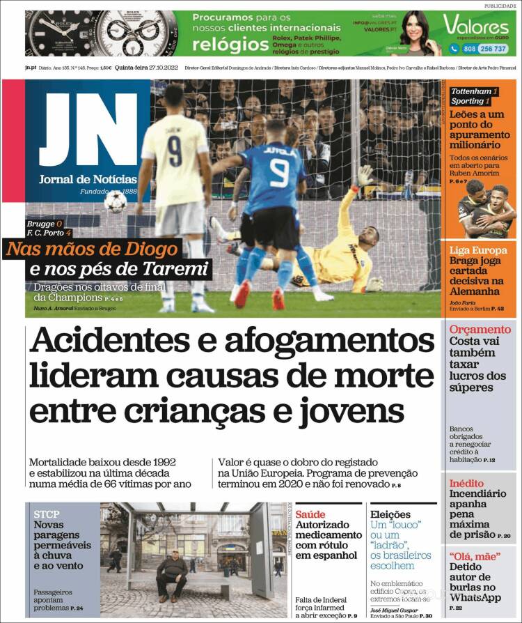 Portada de Jornal de Notícias (Portugal)