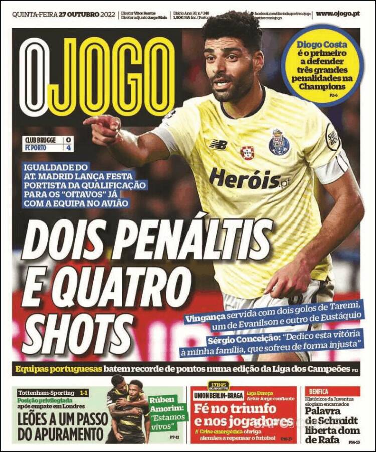 Portada de O Jogo (Portugal)
