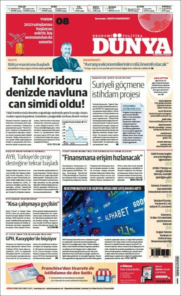 Portada de Dünya (Turqu&iacute;a)