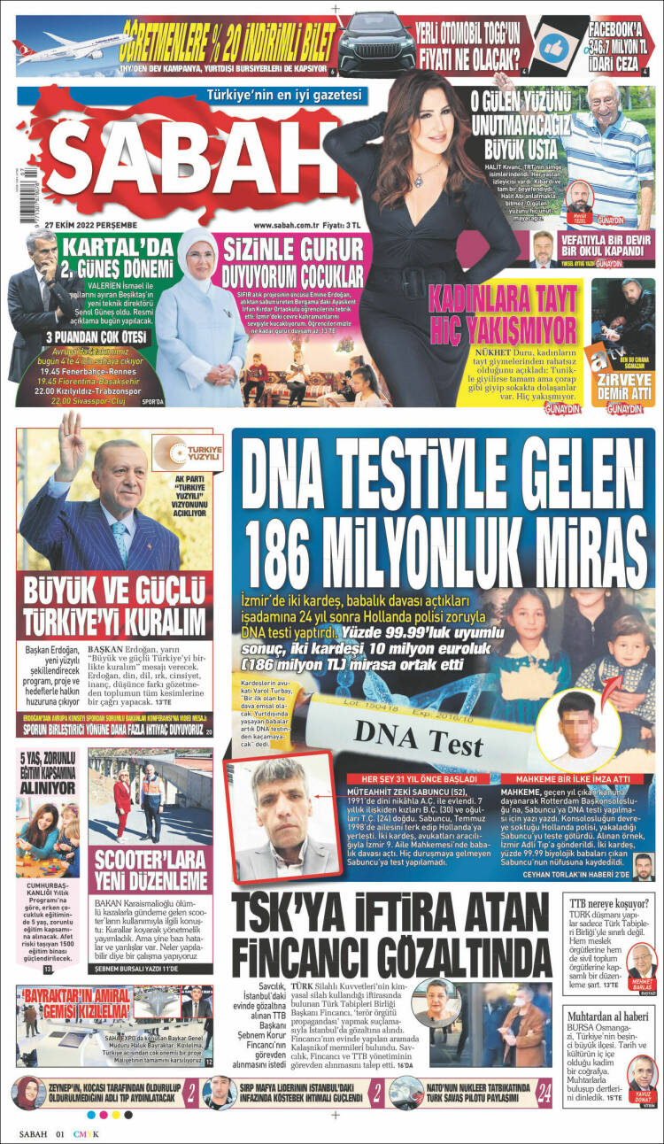 Portada de Sabah (Turqu&iacute;a)