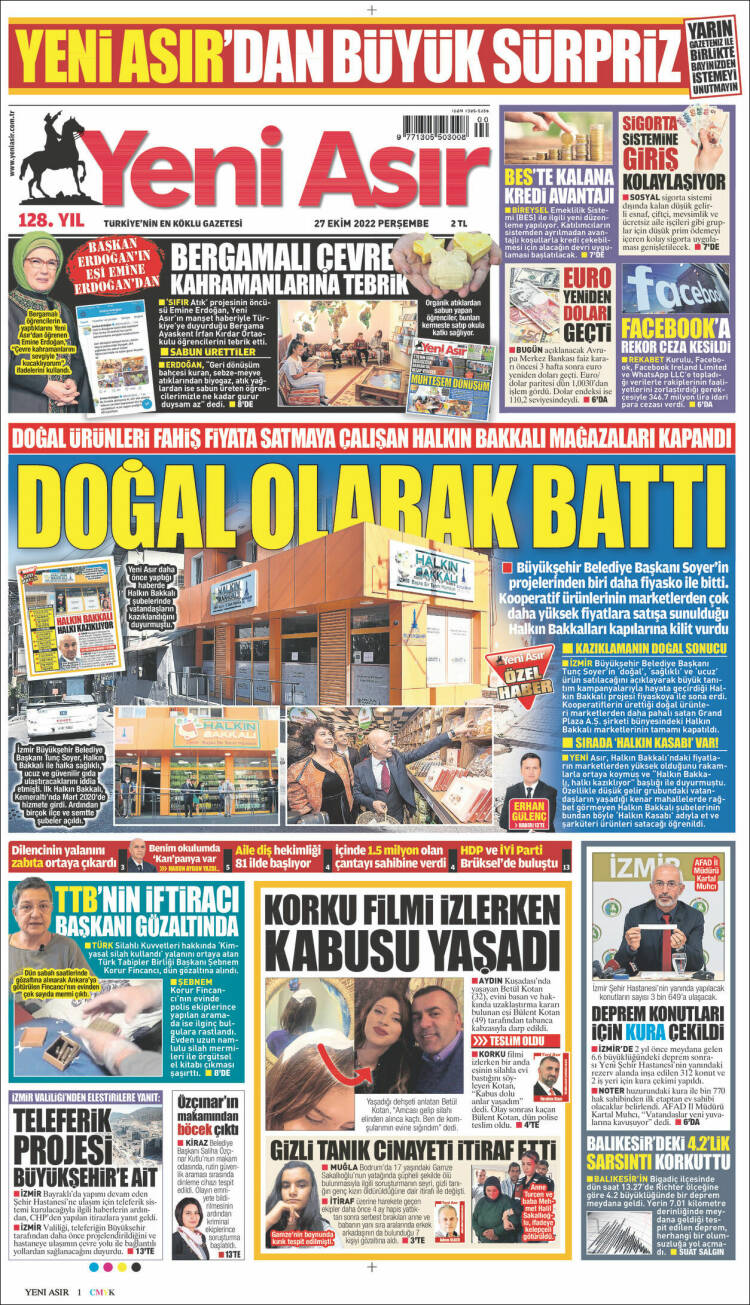 Portada de Yeni Asır (Turqu&iacute;a)