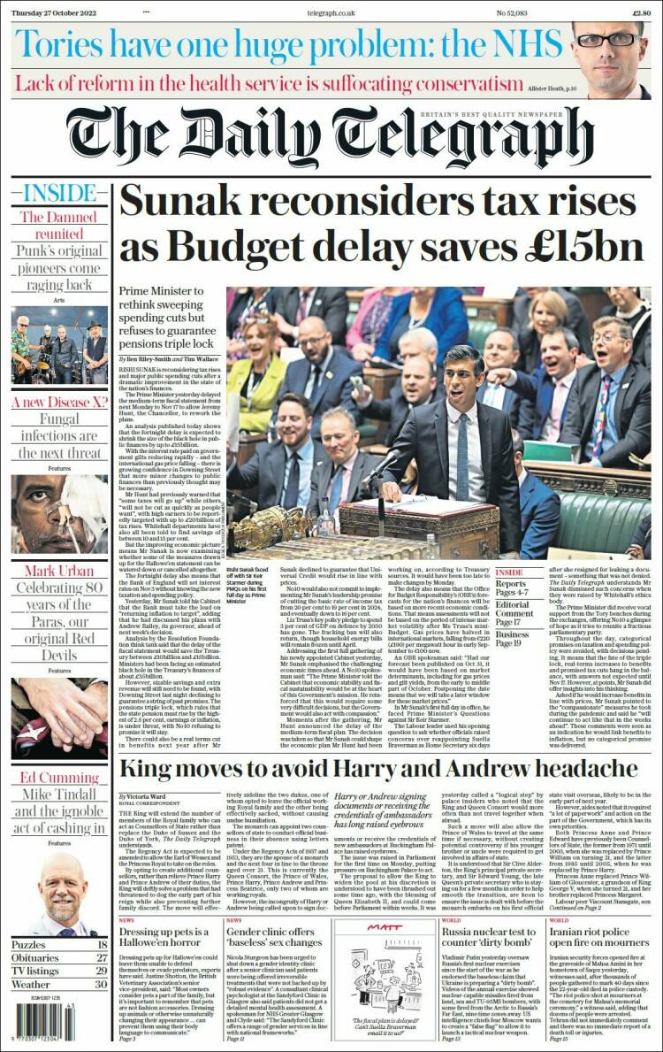 Portada de Daily Telegraph (United Kingdom)