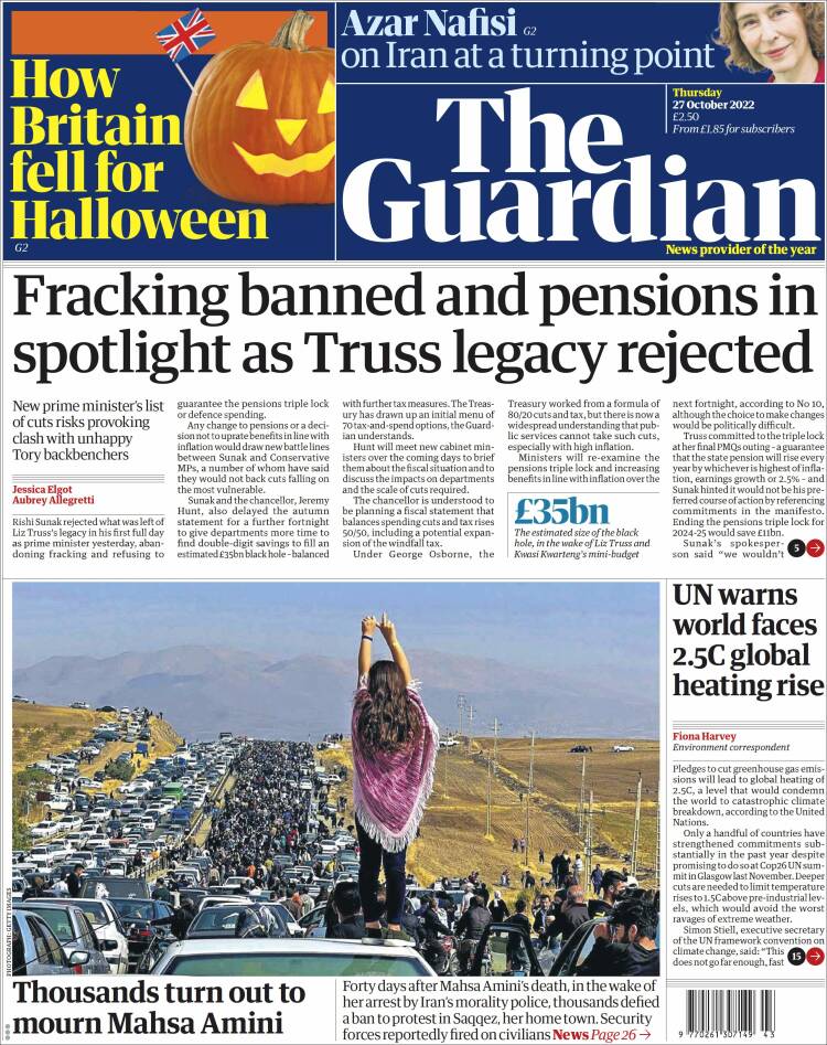 Portada de The Guardian (United Kingdom)