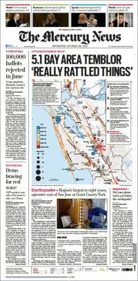 Portada de San Jose Mercury News (USA)