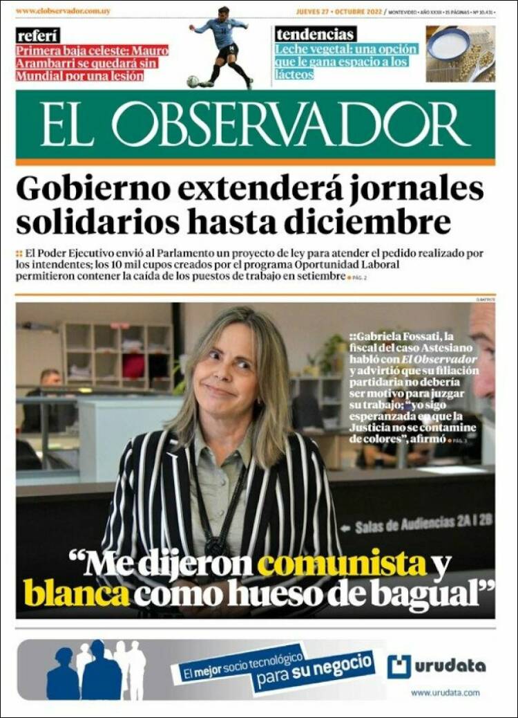 Portada de El Observador (Uruguay)