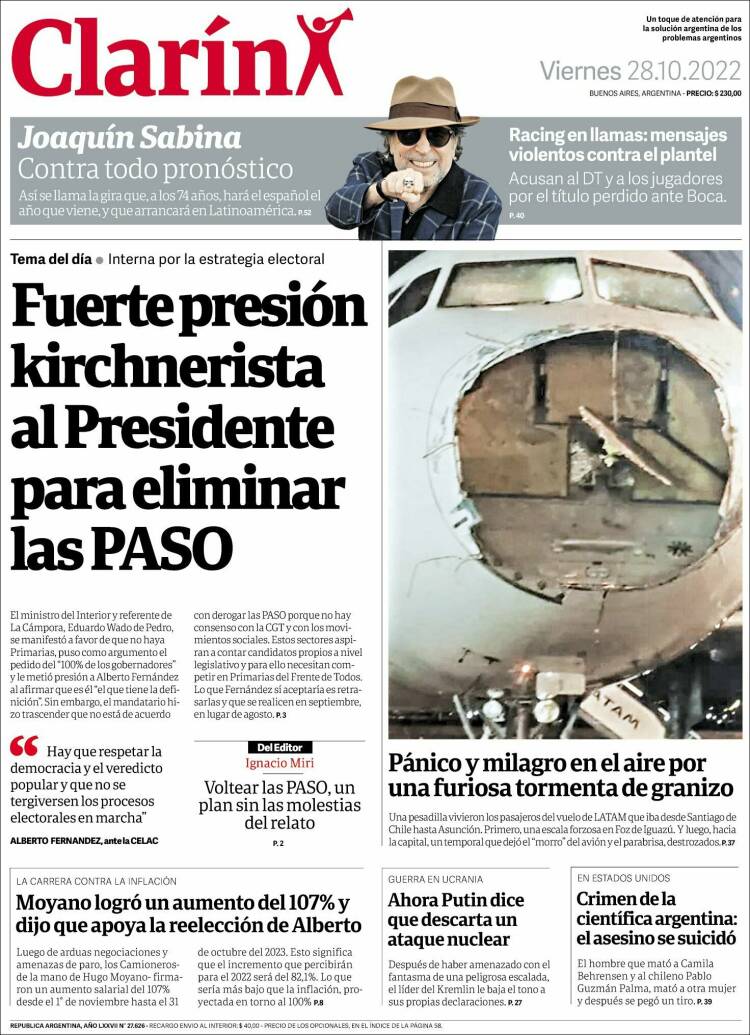 Portada de Clarín (Argentina)