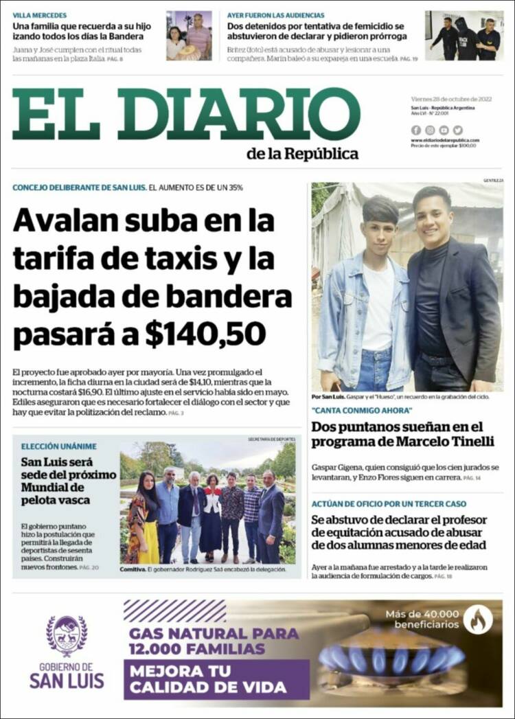 Portada de Diario de la República (Argentine)