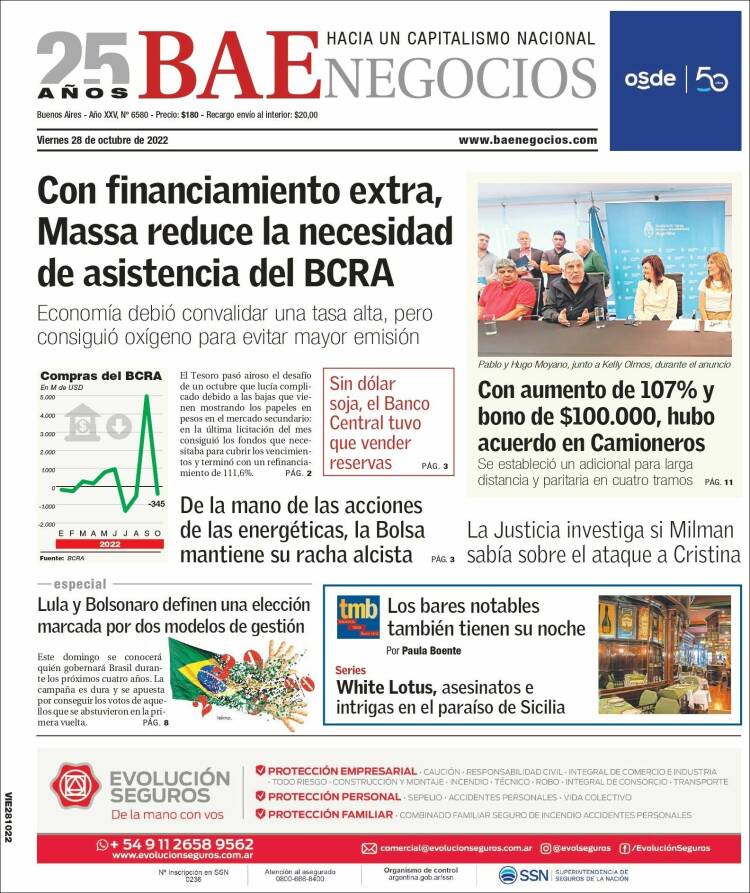 Portada de Buenos Aires Económico (Argentina)