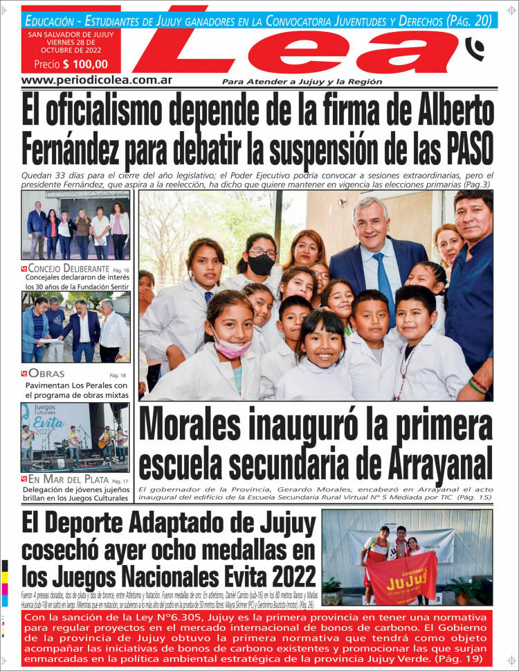 Portada de Periódico Lea (Argentina)