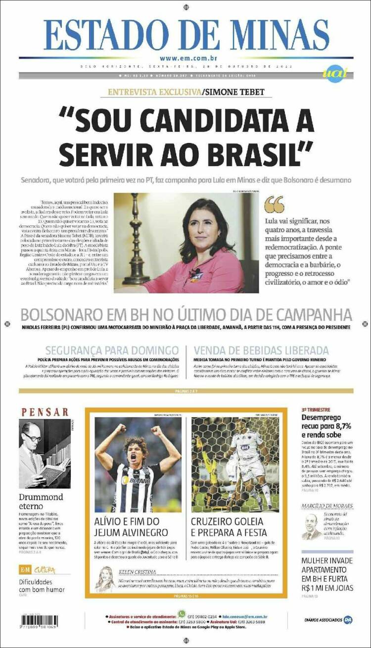 Portada de Jornal Estado de Minas (Brasil)