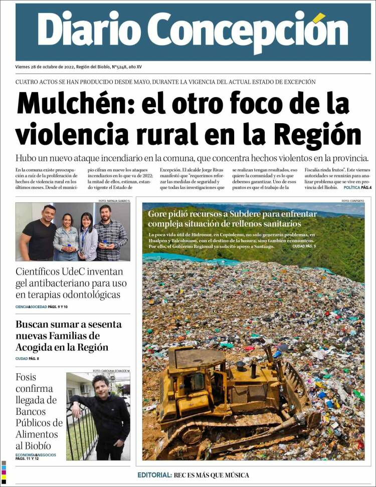 Portada de Diario de Concepción (Chili)