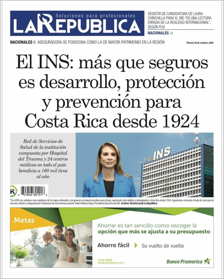 Portada de La República (Costa Rica)