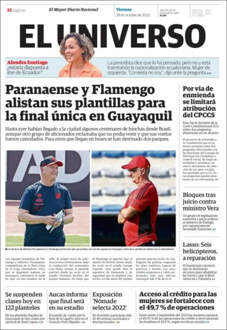 Portada de El Universo - Ecuador (Ecuador)