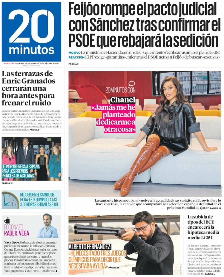 Portada de 20 Minutos - Barcelona (Espagne)