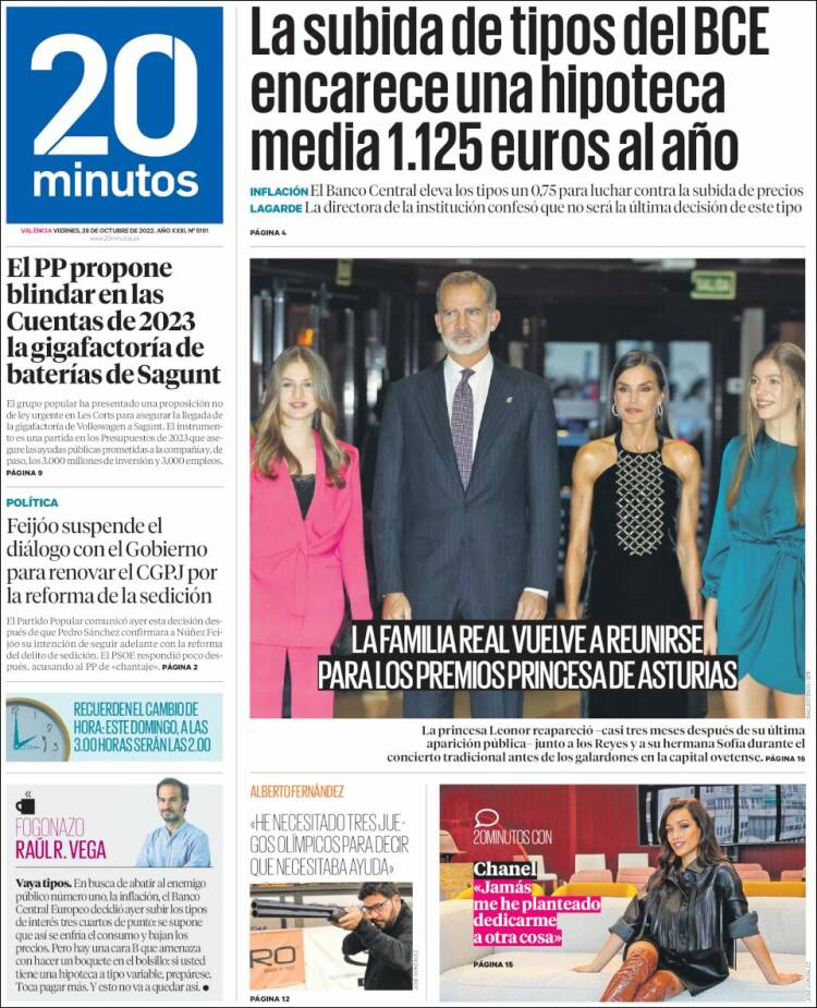 Portada de 20 Minutos - Valencia (Espagne)