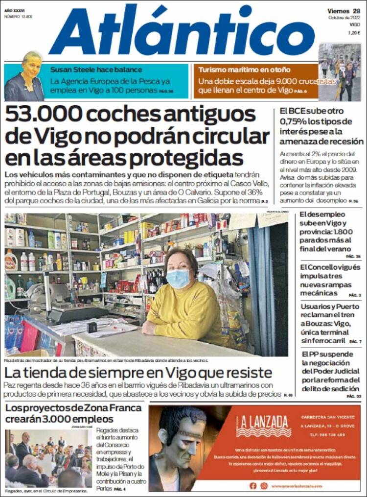 Portada de Atlántico Diario (Espagne)