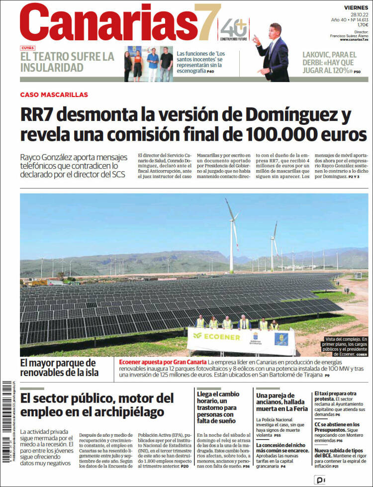 Portada de Canarias 7 (Espagne)