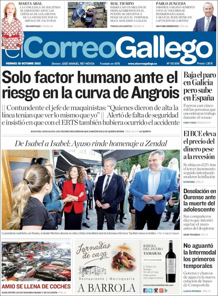 Portada de El Correo Gallego (Espagne)